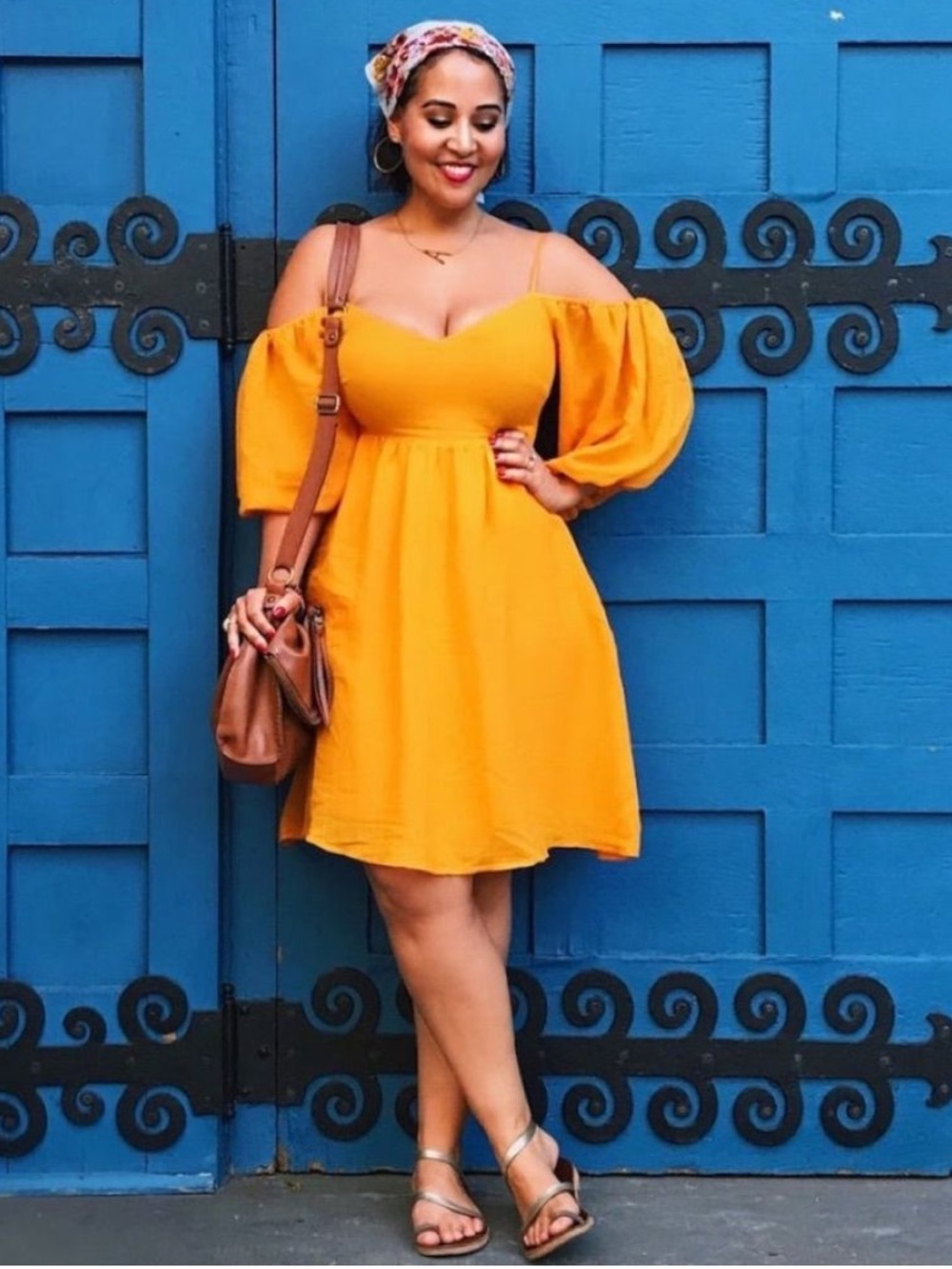 Moulinette Soeurs Carina Orange Cold Shoulder Mini Dress SP